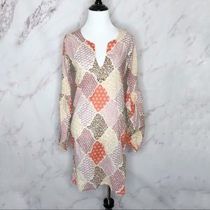 Irving & Fine for Lucky Brand Patchwork Balloon Sleeve Dress Small